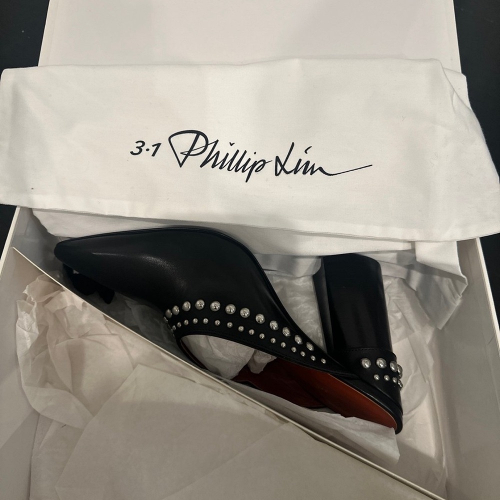 3.1 Phillip Lim Patsy Black Studded Mules - Picture 5 of 7